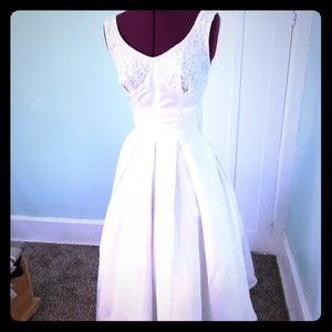 1960s Vintage Bridal Dress - Satin, Pleated, Sequi